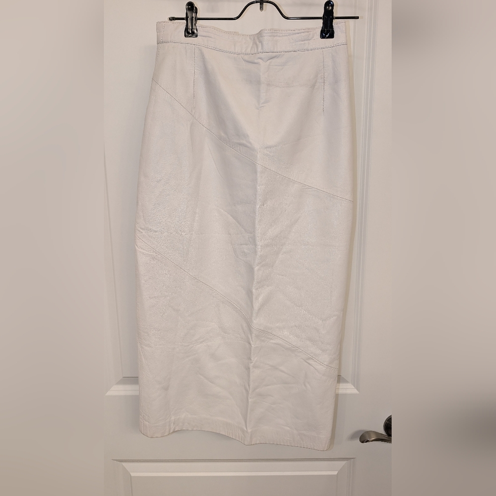 Vintage White Leather Skirt